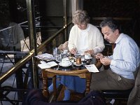 The last day, writing post cards at the Cafe Victoria (La Recoleta)