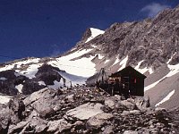 Arriving at the Totalp-Hütte, we had already been walking through snow.  sj85 28a068 b