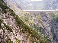 The Saulajochsteig leads down and along the steep mountain wall, then back up to the Douglass-Hütte.  BR99 saulajoch 12 a