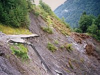 We had to drive up a one-way lane on the right bank of the creek, the other side.  br99 road out 1