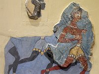 Fragment of a fresco from Knossos, 1350-1300 BCE, showing the so-called "Captain of the Blacks", because he is running in front of two Blacks. (Who knows, maybe he is running away from them, or racing them?)  gr16 091810380 j cab