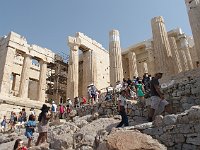 The Propylaia, or  monumental entrance, toe the Acropolis, was fairly crowded that day. It was Saturday and we were told that tour boats stopped at Piraeus and sent up their tourist contents by bus.  gr17 090911040 s