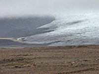 Southern end of Langjökull where it forms the river we'll see later on, the water looking all white before it forms the big waterfall at Gullfoss