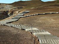 The walkways around the thermal lake are as esthetic as they are useful. The ground is quite hot. This walkway was quite new. Apparently the ground moves enough that it must be replaced fairly often.