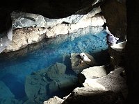 Clear but warm (45°C) waters of Grjótagjá, a cave in a fissure east of Mývatn