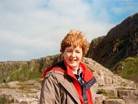 Wind-blown tourist  Giant's Causeway