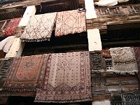 Fez  Carpets sunning on the balconies in a fondouq (courtyard complex once used by caravans, now housing artisans)