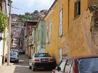 Tire  Colorful houses on an uphill street