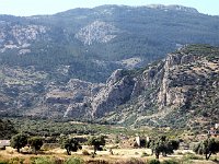 Driving back to Selçuk  Rocks and cliffs border the road