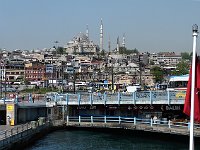 Istanbul - Bosphorus tour  The dock is right next to the Galata Bridge over the Golden Horn and has an excellent view of the Süleimaniye Mosque on the hilltop.
