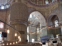 Istanbul - Sultanahmet  Beautiful play of light among the arches. The enormous pillars support the seemingly light-weight domes