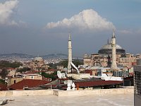 Istanbul - Sultanahmet  View of Aya Sofia from hotel roof. Background hills are on the northern (opposite) side of the Golden Horn