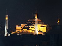 Istanbul - Sultanahmet  Aya Sofia by night, from the rooftop terrace of our hotel
