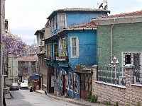 Promenades in Istanbul  Old overhanging Istanbul houses painted in vivid colors