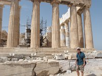 American tourist at the Parthenon. You can see how he is holding his breath to suck in his belly.  gr17 090911180 s