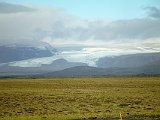 Mýrdalsjökull, Iceland's fourth-largest glacier. Beneath it hides the volcano Katla, which has not erupted since 1918, so the inhabitants of Vík practice drills for escaping to the church on high ground, above eventual flood waters.