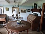 Interior of one of the thatched cottages -- quite cozy.