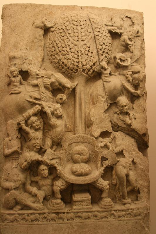 mg07_100112311_j_r.jpg - The attack of Mara (a mad elephant), an event from the life of the Buddha; from stupa in Andhra Pradesh, 2nd century
