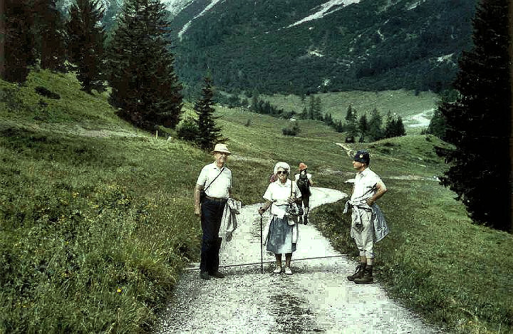 br91_mother_parpfienz_aa.jpg - We are all up at the top of the skilift, the Niggenkopfbahn. Margaret made it to the milk hut where we often stop for fresh milk and cheese.
