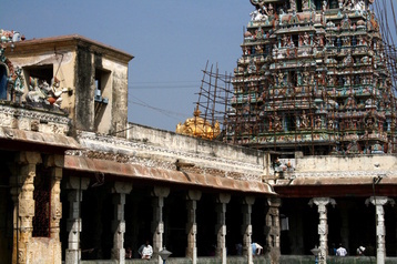 Scaffolded gopuram