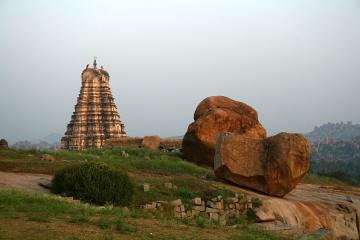 Virupaksha Temple from Hemakuta Hill in early morning light
