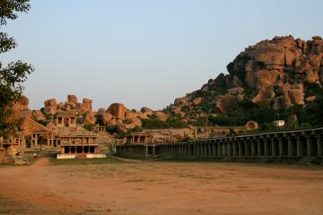 End of Hampi Bazaar at sunset